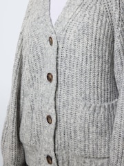 NOISY MAY Grey Long Sleeve Knitted Button Down Cardigan - Image 6 of 7