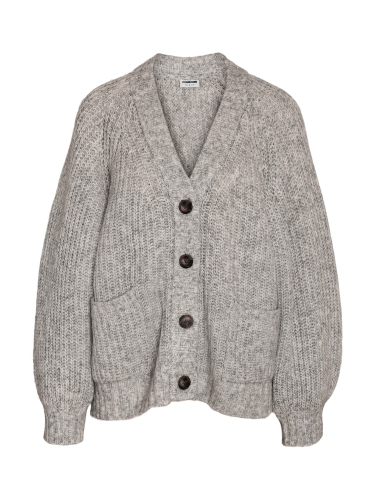 NOISY MAY Grey Long Sleeve Knitted Button Down Cardigan - Image 7 of 7