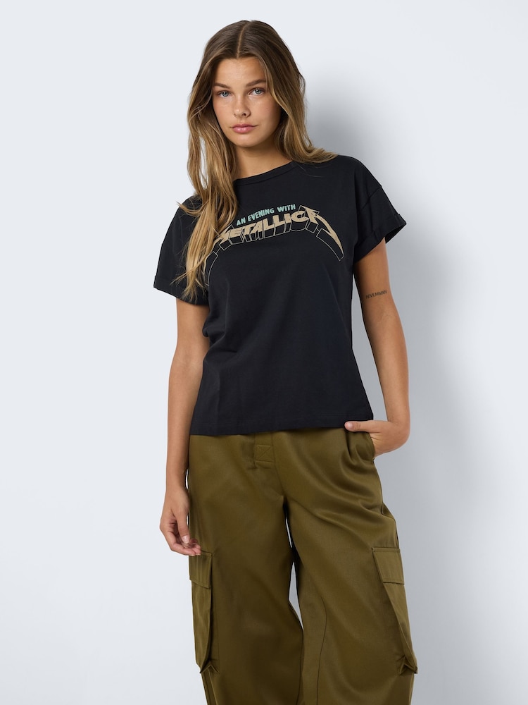 NOISY MAY Black 100% Cotton Short Sleeve Metallica Band T-Shirt - Image 1 of 7
