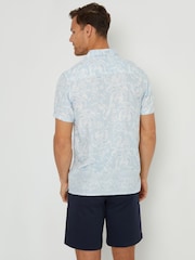 Threadbare Blue Floral Print Revere Collar Short Sleeve Shirt - Image 2 of 4