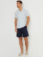 Threadbare Blue Floral Print Revere Collar Short Sleeve Shirt - Image 3 of 4