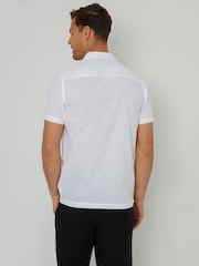 Threadbare Light White Cotton Revere Collar Short Sleeve 100% Cotton Shirt - Image 2 of 4