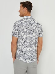 Threadbare Brown/White Tropical Print Revere Collar Short Sleeve Shirt - Image 2 of 4