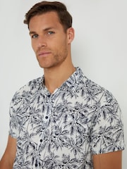 Threadbare Brown/White Tropical Print Revere Collar Short Sleeve Shirt - Image 4 of 4