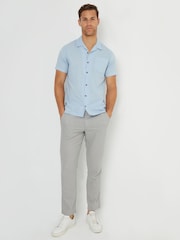 Threadbare Blue Cotton Revere Collar Short Sleeve 100% Cotton Shirt - Image 3 of 4