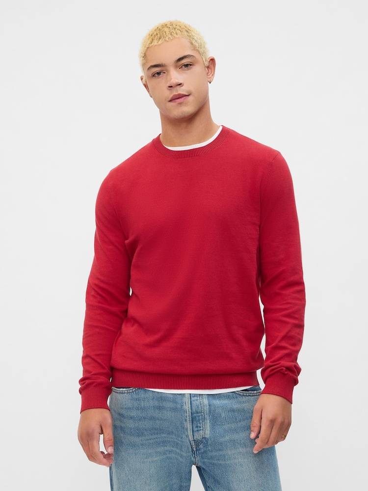 Gap Red Cotton Knit Crew Neck Jumper - Image 2 of 8 Gap Red Cotton Knit Crew Neck Jumper - Image 2 of 8