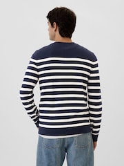 Gap Navy Blue & White Stripe Cotton Knit Crew Neck Jumper - Image 2 of 2