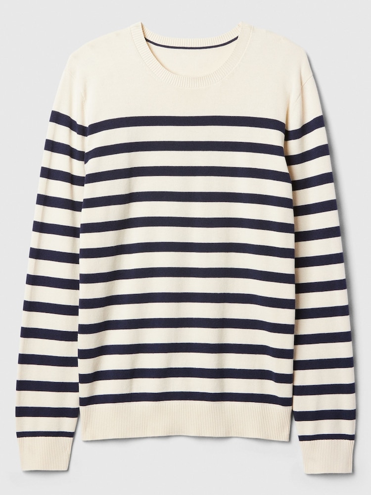 Gap Cream & Navy Blue Stripe Cotton Knit Crew Neck Jumper - Image 4 of 4 Gap Cream & Navy Blue Stripe Cotton Knit Crew Neck Jumper - Image 4 of 4
