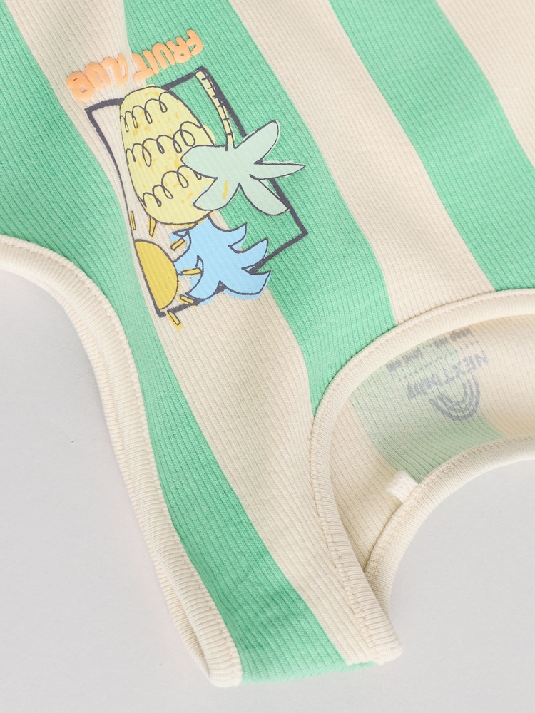 Green Stripe/ Pineapple Print - Vest Baby Bodysuits 5 Pack - Image 11 of 13