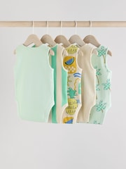 Green Stripe/ Pineapple Print Vest Baby Bodysuits 5 Pack - Image 2 of 13