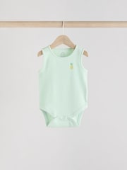 Green Stripe/ Pineapple Print Vest Baby Bodysuits 5 Pack - Image 3 of 13