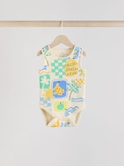 Green Stripe/ Pineapple Print Vest Baby Bodysuits 5 Pack - Image 5 of 13