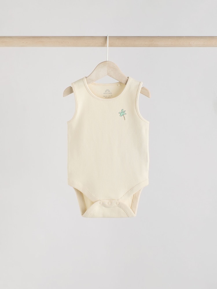 Green Stripe/ Pineapple Print - Vest Baby Bodysuits 5 Pack - Image 6 of 13