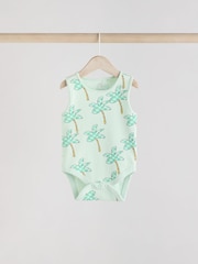Green Stripe/ Pineapple Print Vest Baby Bodysuits 5 Pack - Image 7 of 13