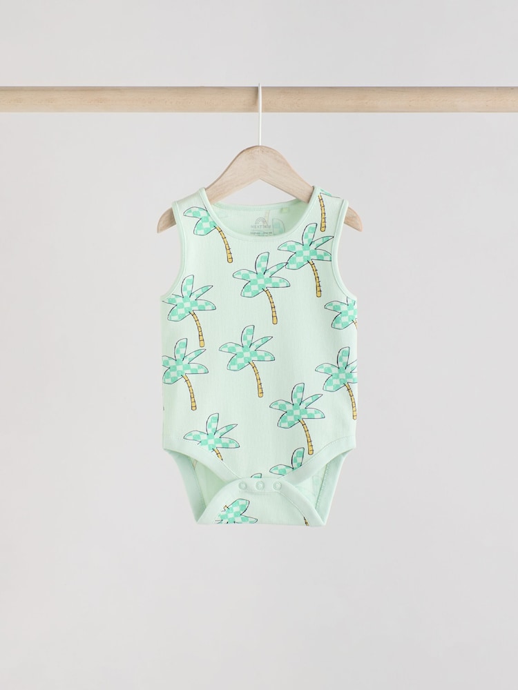 Green Stripe/ Pineapple Print - Vest Baby Bodysuits 5 Pack - Image 7 of 13