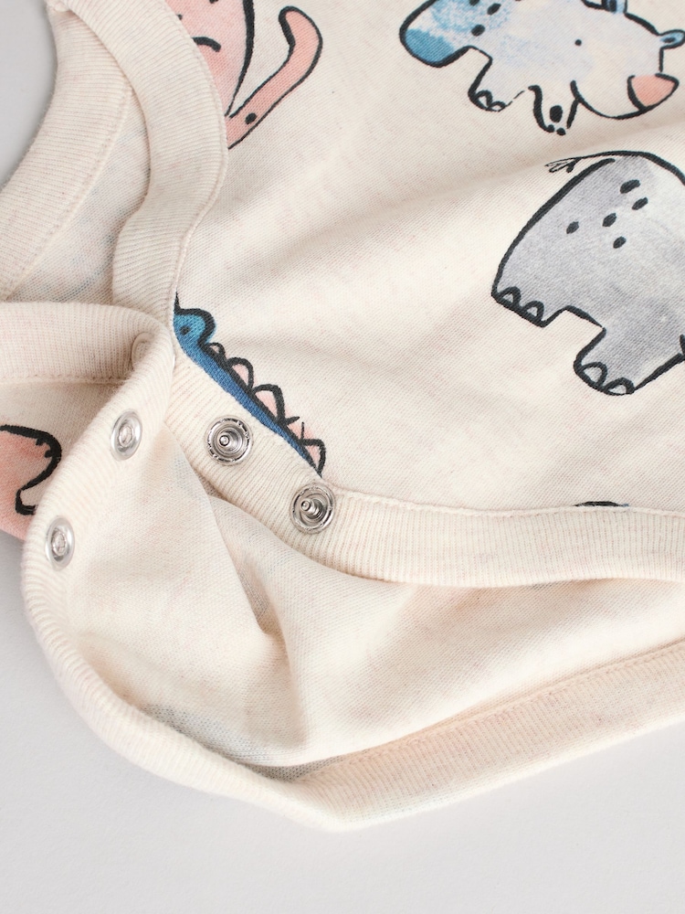 Navy/ Tan Brown Safari 100% Cotton Short Sleeve Baby Bodysuits 5 Pack - Image 12 of 13