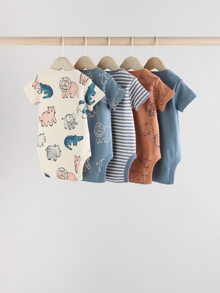 Marineblau/Tan, Safari - Kurzarm-Bodys für Babys aus 100 % Baumwolle im 5er-Pack - Bild 2 von 13 Marineblau/Tan, Safari - Kurzarm-Bodys für Babys aus 100 % Baumwolle im 5er-Pack - Bild 2 von 13