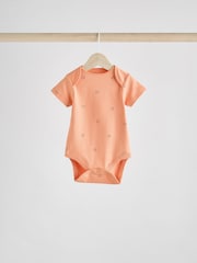 Blue/White/Orange Happy Face Short Sleeve Baby Bodysuits 3 Pack - Image 3 of 11