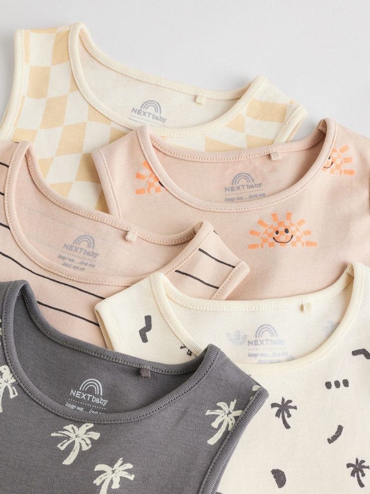Imprimé tropical monochrome/Cream - Bébé débardeur Bodies 5 Lot - Image 10 of 13