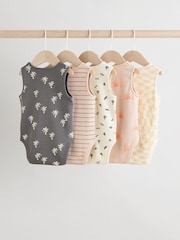 Imprimé tropical monochrome/Cream - Bébé débardeur Bodies 5 Lot - Image 2 of 13