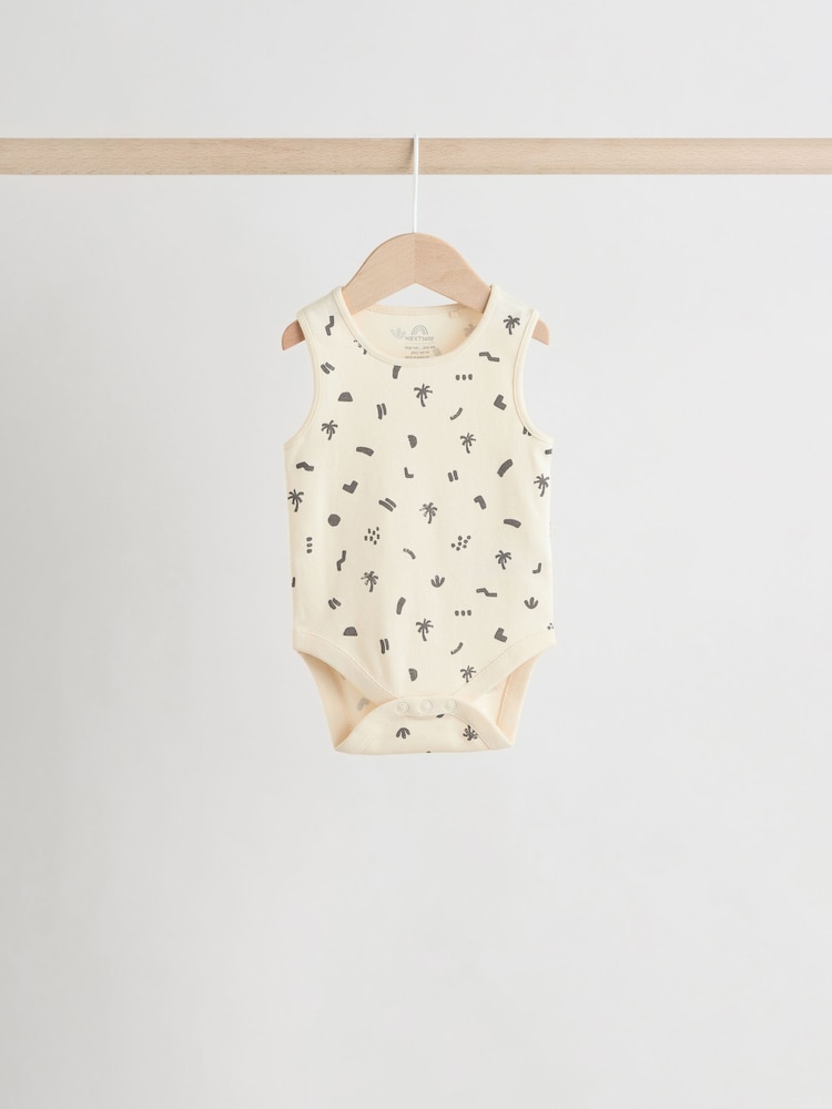 Imprimé tropical monochrome/Cream - Bébé débardeur Bodies 5 Lot - Image 5 of 13