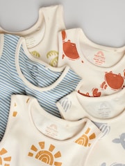 Cream/ Blue/ Orange Sea Character 100% Cotton Baby Vest Bodysuits 5 Pack - Image 10 of 13