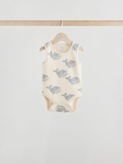 Cream/ Blue/ Orange Sea Character 100% Cotton Baby Vest Bodysuits 5 Pack - Image 4 of 13