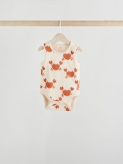 Cream/ Blue/ Orange Sea Character 100% Cotton Baby Vest Bodysuits 5 Pack - Image 6 of 13