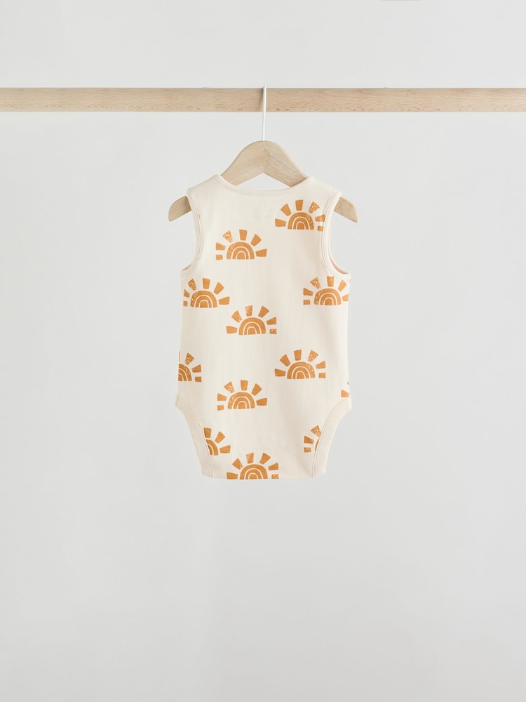 Cream/ Blue/ Orange Sea Character 100% Cotton Baby Vest Bodysuits 5 Pack - Image 8 of 13