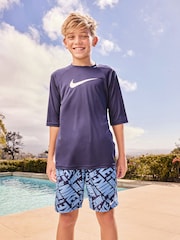 Nike Navy Sun Safe Hydroguard Short Sleeve Rash Vest - Image 3 of 8
