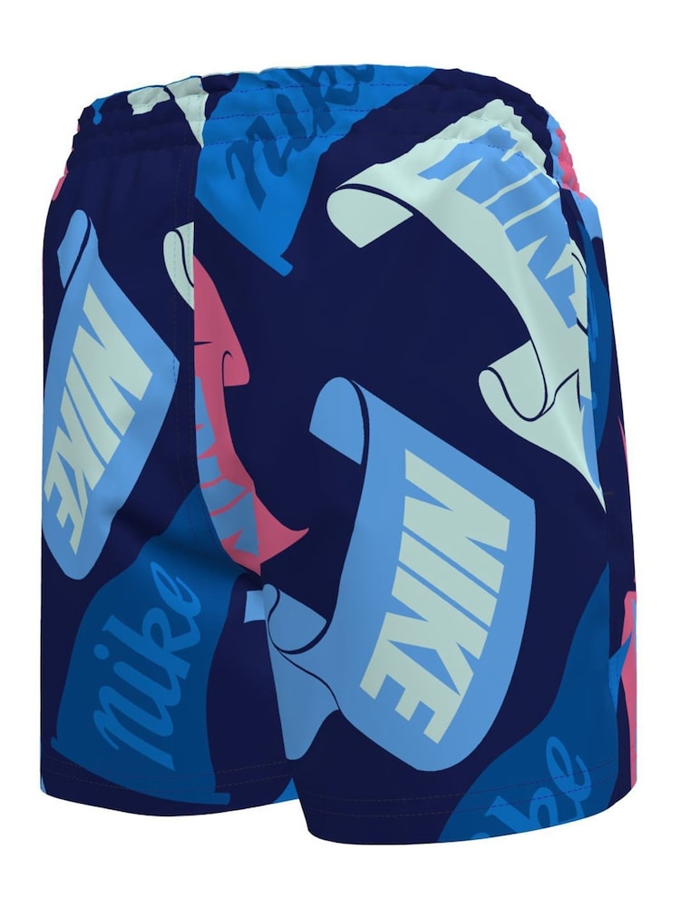Nike Navy Logo Print 4 Inch Volley Shorts - Image 2 of 3 Nike Navy Logo Print 4 Inch Volley Shorts - Image 2 of 3