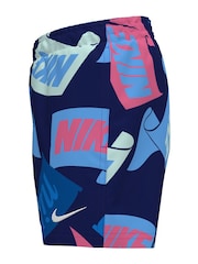 Nike Navy Logo Print 4 Inch Volley Shorts - Image 3 of 3