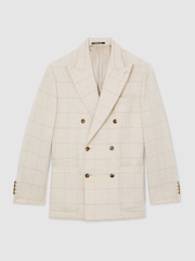 Reiss Elion Wool Windowpane-Check Double-Breasted Blazer - 10şəkildən 2 şəkil