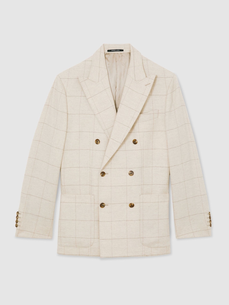 Reiss Elion Wool Windowpane-Check Double-Breasted Blazer - 10şəkildən 2 şəkil