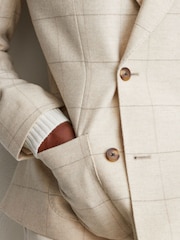 Reiss Elion Wool Windowpane-Check Double-Breasted Blazer - 10şəkildən 3 şəkil