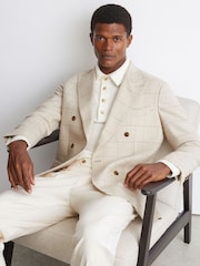 Reiss Elion Wool Windowpane-Check Double-Breasted Blazer - 10şəkildən 5 şəkil