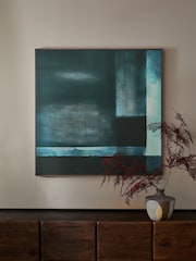 Teal Blue Abstract Framed Canvas Wall Art - Image 2 of 5
