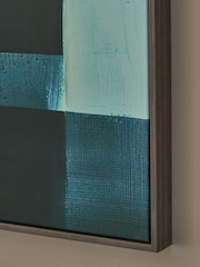 Teal Blue Abstract Framed Canvas Wall Art - Image 3 of 5