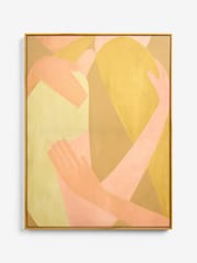Yellow Abstract Hugging People Framed Canvas Wall Art - Image 6 of 6