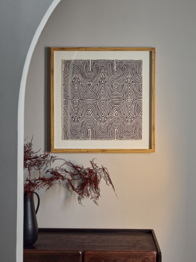 Natural Framed Textile Abstract Wall Art - Image 2 of 5