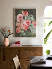 Coral Pink Painted Tropical Floral Framed Wall Art - Image 1 of 6