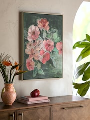 Coral Pink Painted Tropical Floral Framed Wall Art - Image 3 of 6