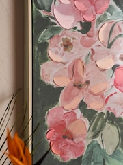Coral Pink Painted Tropical Floral Framed Wall Art - Image 5 of 6