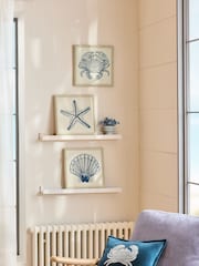 Set of 3 Natural Embroidered Coastal Framed Wall Arts - Image 1 of 4
