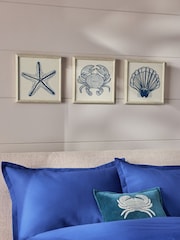 Set of 3 Natural Embroidered Coastal Framed Wall Arts - Image 3 of 4