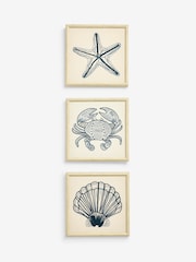 Set of 3 Natural Embroidered Coastal Framed Wall Arts - Image 5 of 6