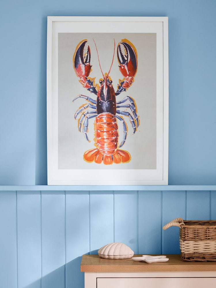 Orange Lobster Print Framed Wall Art - Image 1 of 1