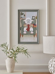 Green Sandra The Sheep Knitting Framed Wall Art - Image 1 of 5