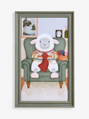 Green Sandra The Sheep Knitting Framed Wall Art - Image 4 of 5
