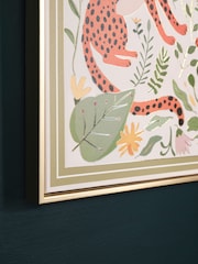 Orange Leopard and Floral Print Framed Wall Art - Image 3 of 5